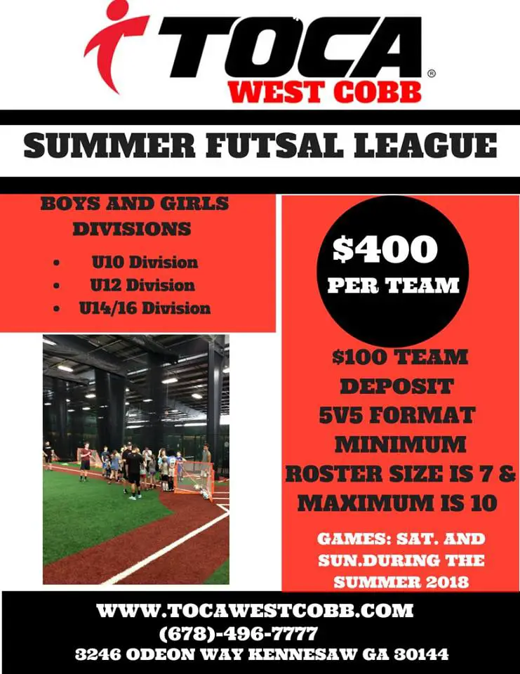 TOCA League Alert: Registration for TOCA West Cobb's Summer Futsal League is Now Open