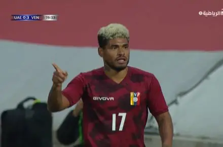 Josef Martinez scores a goal in Venezuela’s 4-0 win over the United Arab Emirates